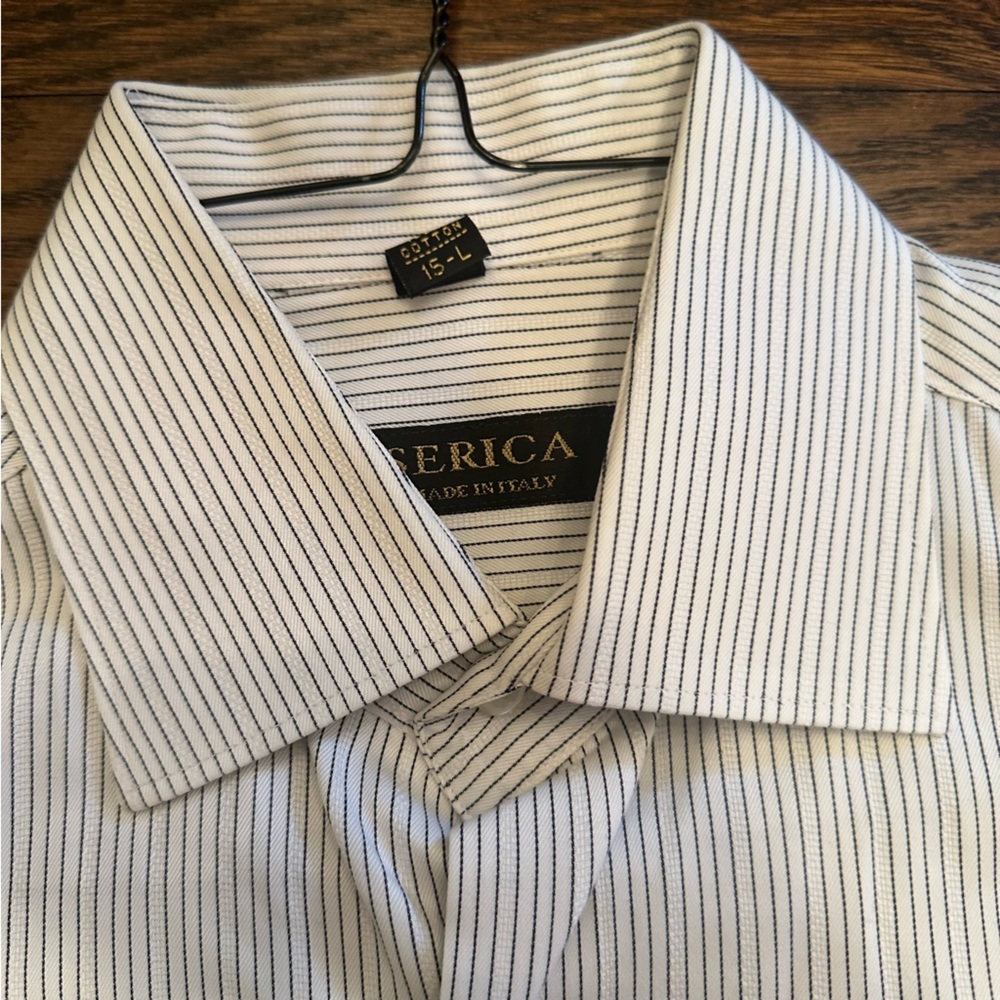Serica Mens Striped Dress Shirt Button Down Sz L